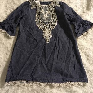 Jean Dress with Lace Accents
